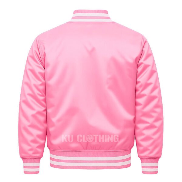 Satin Bomber Varsity Jacket Pink
