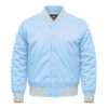 Satin Bomber Varsity Jacket Sky Blue