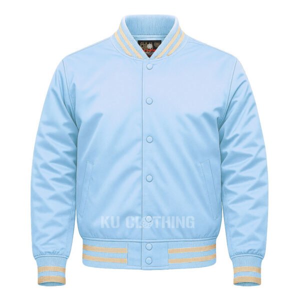 Satin Bomber Varsity Jacket Sky Blue