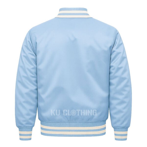Satin Bomber Varsity Jacket Sky Blue