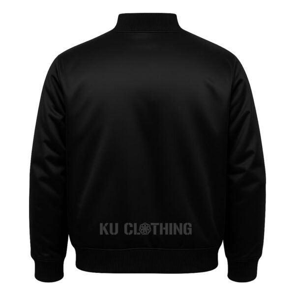 Satin Bomber Varsity Jacket Solid Black