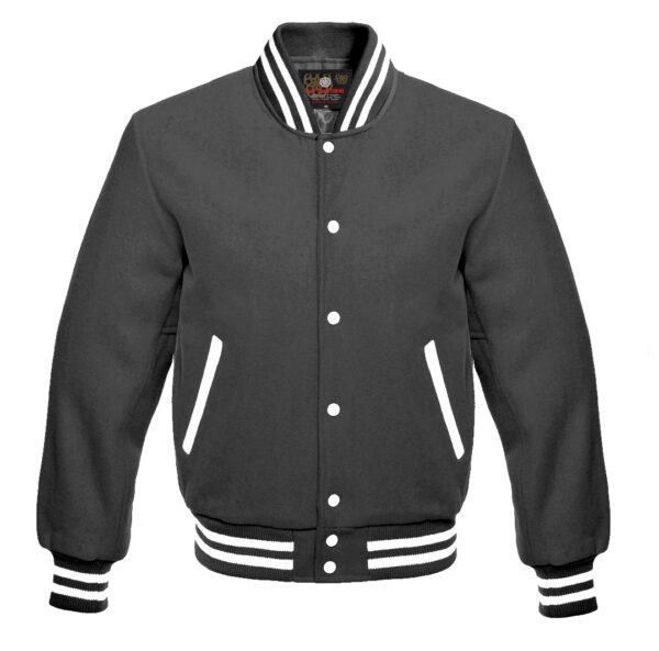 Letterman Varsity Jacket All Wool Dark Gray