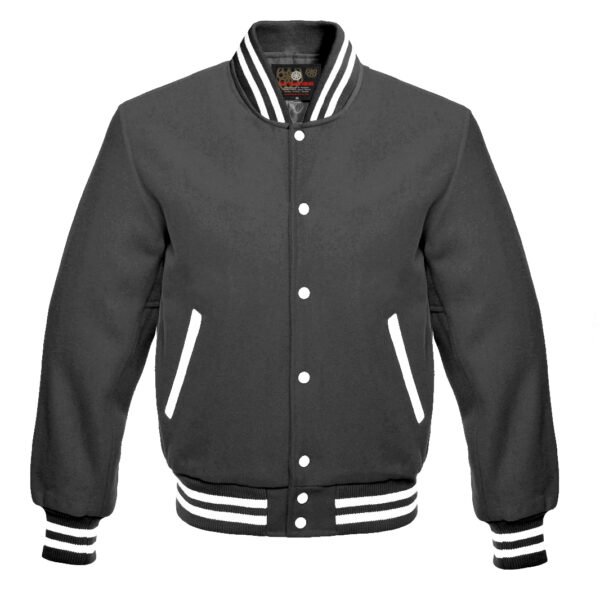 Letterman Varsity Jacket All Wool Dark Gray
