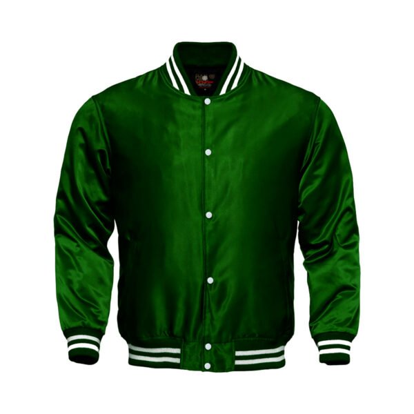 Forest Green Satin Bomber Jacket