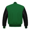Forest Green and Black Leather Sleeve Varsity Jacket