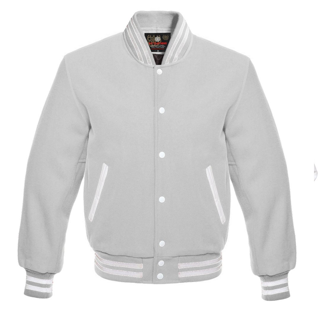 Light Grey Wool Varsity Jacket - KU Varsity Jackets