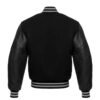 Black leather Sleeve Varsity Jacket Gray Stripes