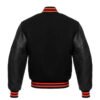 Black Leather Sleeve Varsity Jacket Red Stripes