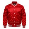 Satin Bomber Varsity Jacket Red