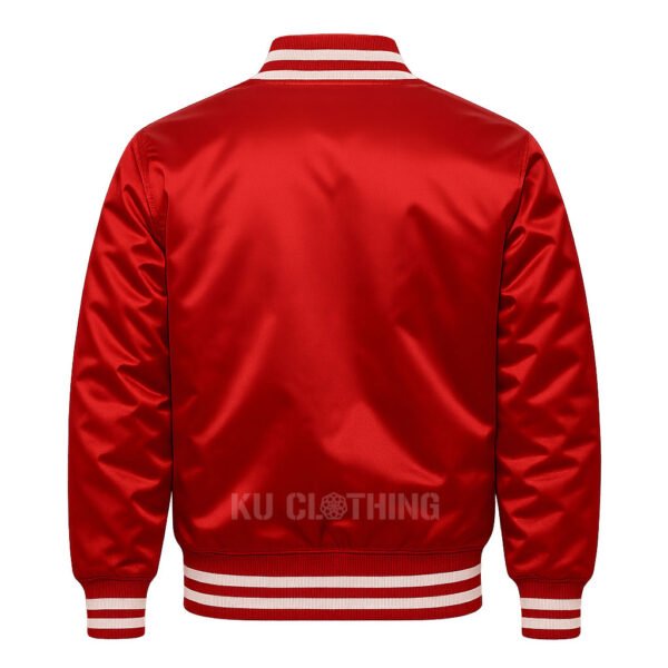 Satin Bomber Varsity Jacket Red