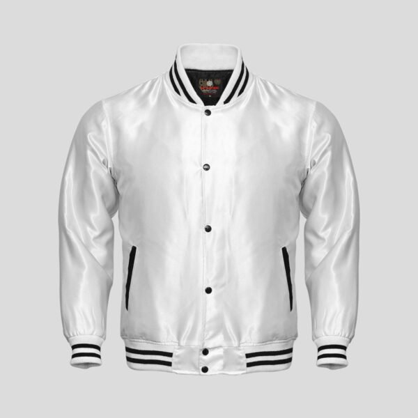 Ivory Satin Bomber Jacket