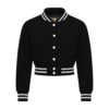 All-wool-croptop-Black All Wool Women Croptop Baseball Varsity Jacket Black