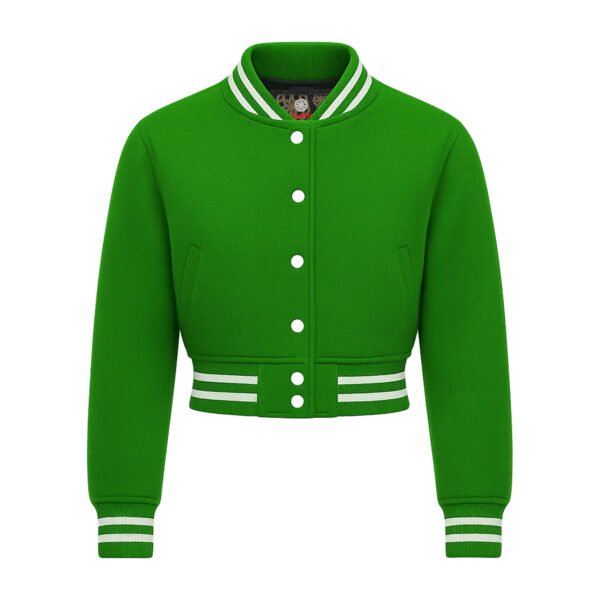 All Wool Women Croptop Baseball Varsity Jacket Kelly Green