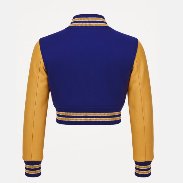 Women Croptop Letterman Varsity Jacket Blue & Gold