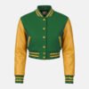 Women Croptop Letterman Varsity Jacket Kelly Green & Gold