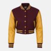 Women Croptop Letterman Varsity Jacket Maroon & Gold