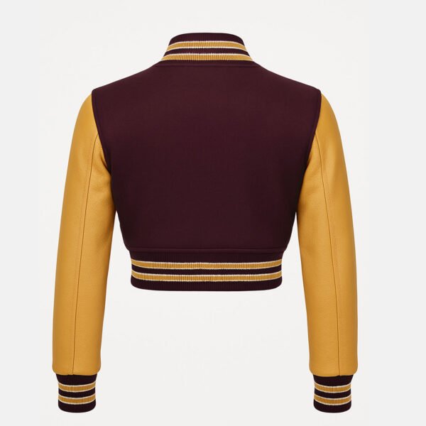 Women Croptop Letterman Varsity Jacket Maroon & Gold