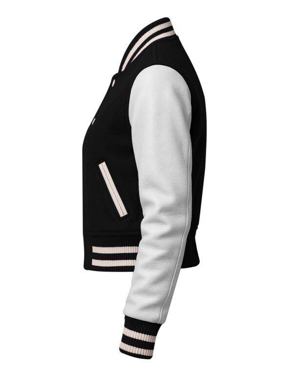 Croptop-White-Black1 Women Croptop Letterman Varsity Jacket Black & White
