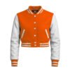 Women Croptop Letterman Varsity Jacket Orange & White