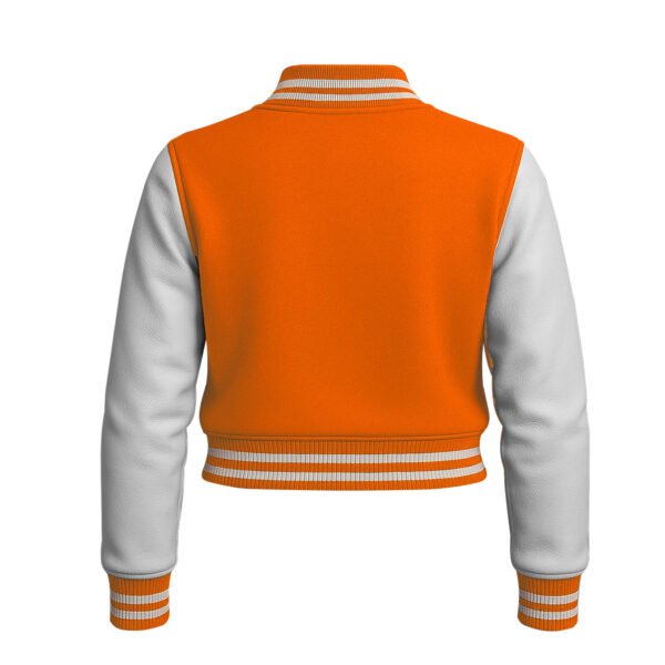 Women Croptop Letterman Varsity Jacket Orange & White