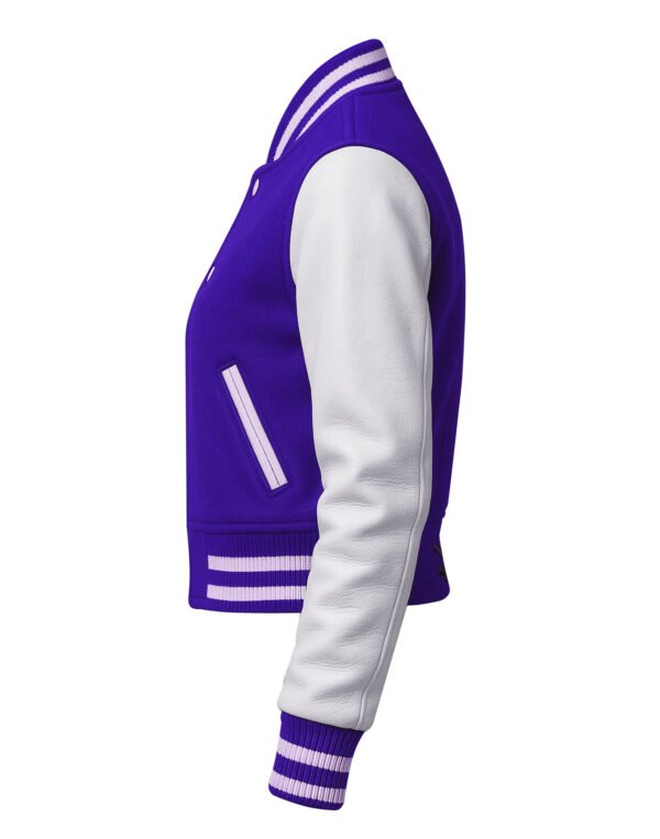 Women Croptop Letterman Varsity Jacket Blue & White