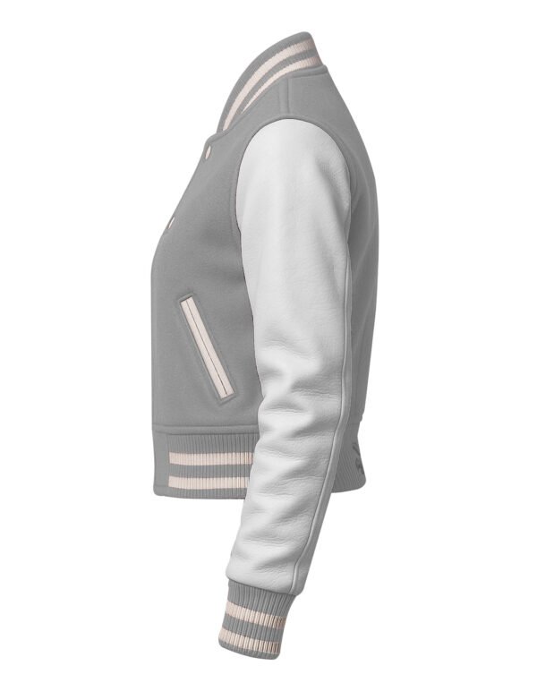 Croptop-White-grey1 Women Croptop Letterman Varsity Jacket Grey & White