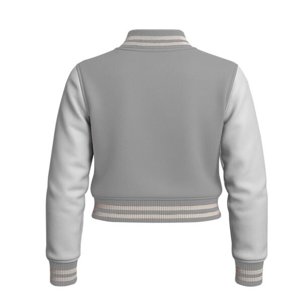 Croptop-White-grey2 Women Croptop Letterman Varsity Jacket Grey & White