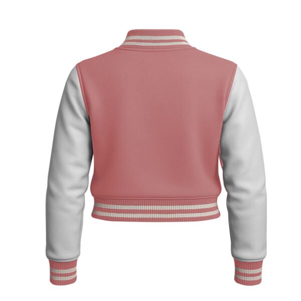 Women Croptop Letterman Varsity Jacket Pink & White