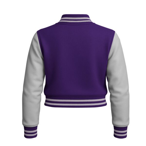 Women Croptop Letterman Varsity Jacket Purple & White