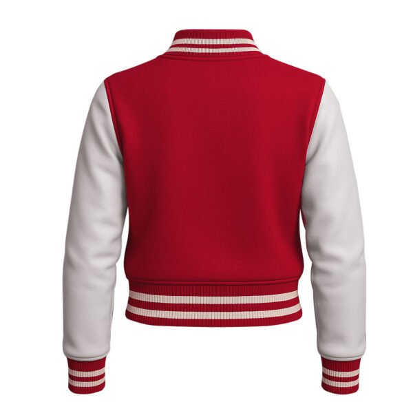 Women Croptop Letterman Varsity Jacket Red & White
