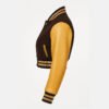 Women Croptop Letterman Varsity Jacket Dark Brown & Gold