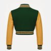 Women Croptop Letterman Varsity Jacket Dark Green & Gold