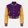 Women Croptop Letterman Varsity Jacket Purple & Gold