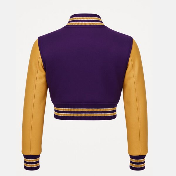 Women Croptop Letterman Varsity Jacket Purple & Gold