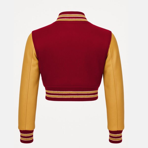 Women Croptop Letterman Varsity Jacket Red & Gold