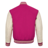 Hot Pink wool and Cream Leather Sleeve Varsity Jacket