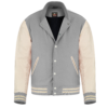 Gray wool and Cream Leather Sleeve Varsity Jacket