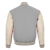 Gray wool and Cream Leather Sleeve Varsity Jacket