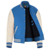 Sky Blue wool and Cream Leather Sleeve Varsity Jacket