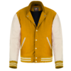 yellow wool and Cream Leather Sleeve Varsity Jacket