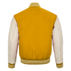 yellow wool and Cream Leather Sleeve Varsity Jacket
