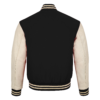 Black wool and Cream Leather Sleeve Varsity Jacket